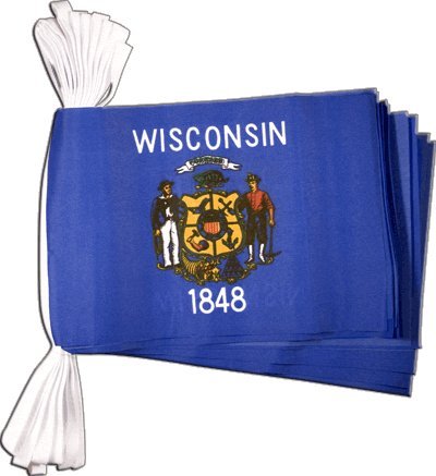 Guirlande drapeau USA US Wisconsin 5,9 m suspendu pour pavillon extérieur