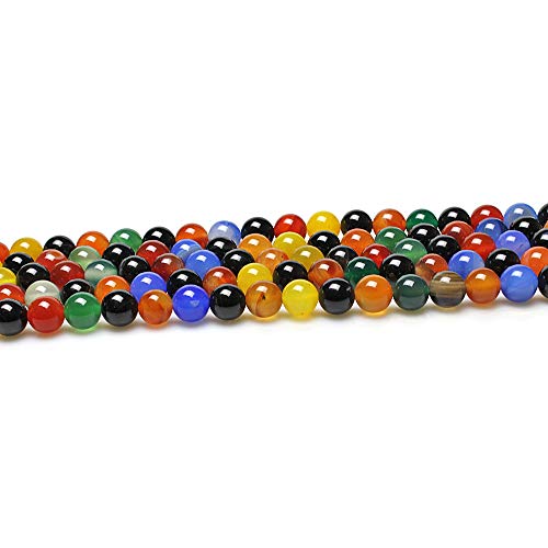 MJDCB AAA Natural Multicolor Agate Beads Round Colorful Stone Energy Healing Beads for DIY Necklace Bracelat Jewelry Making Strand 15" (12mm) - Thumbnail 3