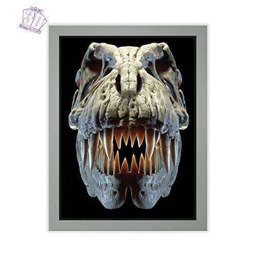 3D Livelife Lenticular Wall Art Prints - T-Rex Skull From Deluxebase. Unframed 3D Dinosaur Poster. Perfect Wall Decor. Original Artwork Licensed From Renowned Artist, David Penfound #TOP2