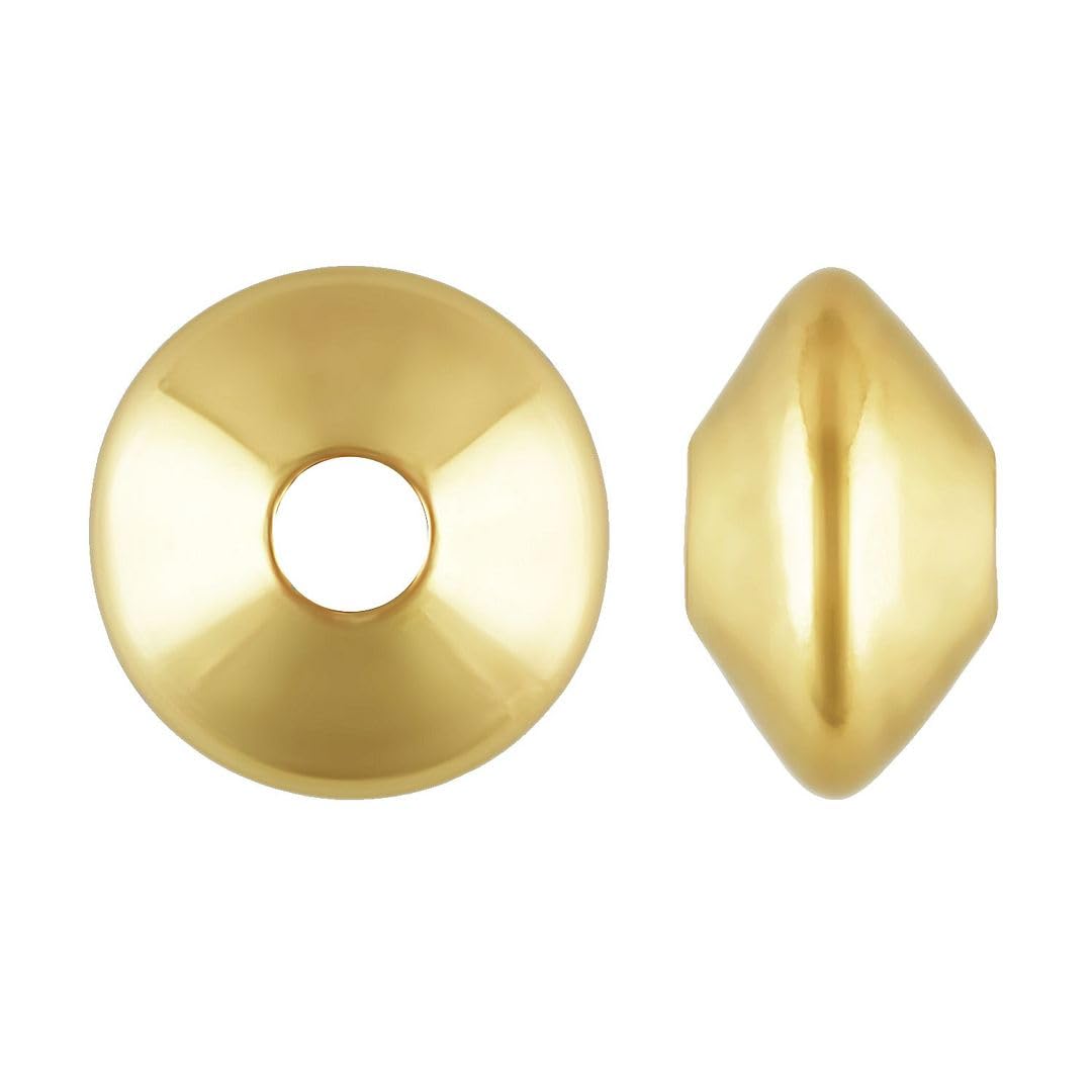 50pcs Adabele Real 1/20 14K Gold Filled 3.6mm (0.14 Inch) Saucer Bead Tiny Small Round Loose Beads Spacer Non Tarnish for DIY Craft Jewelry Making JK2-G3