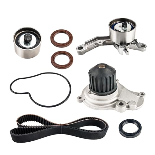 KAX TBK265 Timing Belt Kit with Sprocket Compatible with PT Cruiser 2001-2002, Stratus 1995-2002 2.4L, Caravan 1996-2002, Sebring 1996-1998 2001-2002 2.4L WP120-4220, WPK41006A, TWPDG03