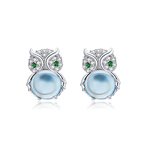 Boucles d'oreilles Hibou en Argent Sterling 925 et Oxyde de Zirconium pour Femme