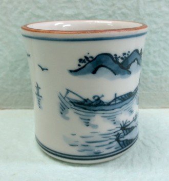 Amazon.co.jp: 《茶道具・蓋置》蓋置 染付・山水の絵蓋置 橋本龍岳作