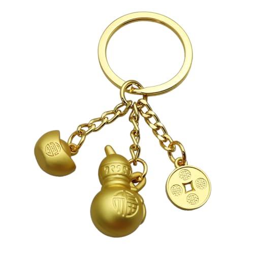 OATIPHO Creative Gourd Pendant Keychain with Auspicious Ingot Design Unique Keyring Adornment for Feng Shui Wealth Fortune Decorative Coin Shaped Keychain All Occasions