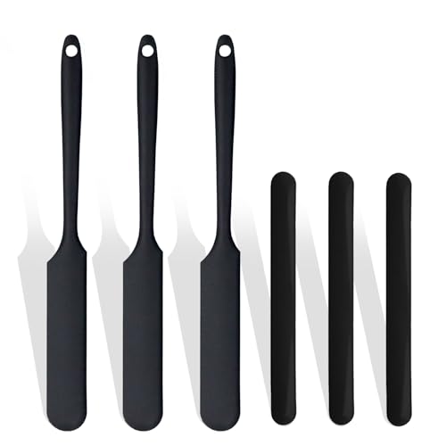 Image of 6Pcs silicone wax applicator Non-stick Waxing Applicator Hair Removal Sticks Applicator Spatula Reusable Hard Wax Scraper for Home Salon Body Use (Black)