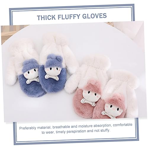 1pair Cartoon Gloves for Boys and Girls Thick Hand Warmers Cozy Doll Model Mittens for Cold Days Easy to Clean and Maintain3