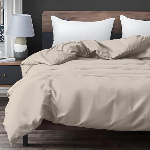 Image of ZonLi Duvet Cover for Weighted Blanket (Almond Milk Grey, 60 inchx80 inch), Breathable Soft Duvet Cover Queen Size Removable Cooling Cover for All Season