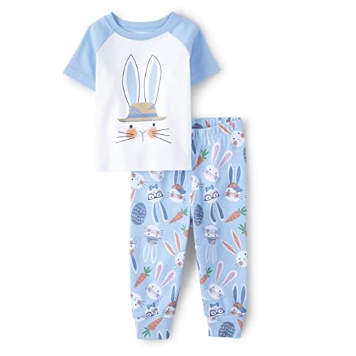 The Children's Place,Short Sleeve Top and Pants Snug Fit 100% Cotton 2 Piece Pajama Set,unisex-baby,Brook,3T