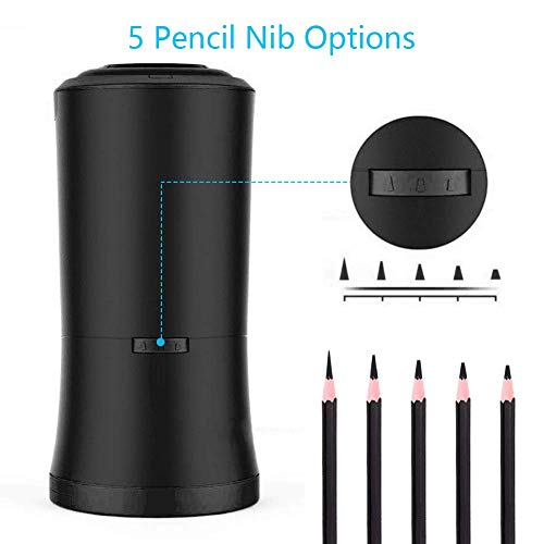 Afmat Long Point Pencil Sharpener, Artist Electric Pencil Sharpener, Charcoal Pencil Sharpener, Art Pencil Sharpener For 6-9.6Mm Large Pencils, Rechargeable Pencil Sharpeners For Art Pencils-Black #TOP2