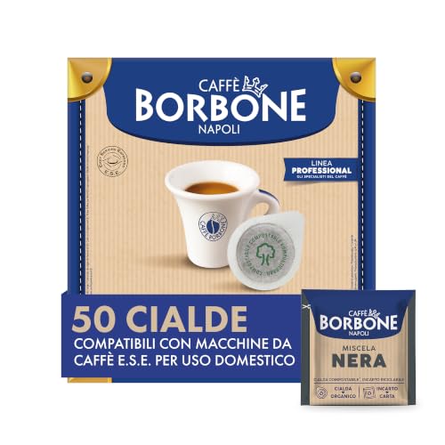 Caffè Borbone Cialda Compostabile, Miscela Nera - 50 Cialde - Intensità 10/10 - Sistema ESE, Ideale per tutte le macchine Espresso