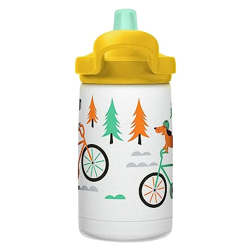 Camelbak Eddy+ Kids Water Bottle With Straw, Insulated Stainless Steel - Leak-Proof When Closed, 12Oz, Biking Dogs #TOP2