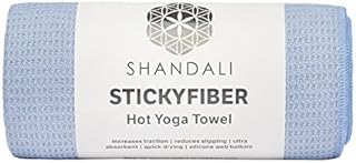 Shandali Stickyfiber Hot Yoga Towel - Silicone Backed Yoga Mat-Sized, Absorbent, Non-Slip,  24