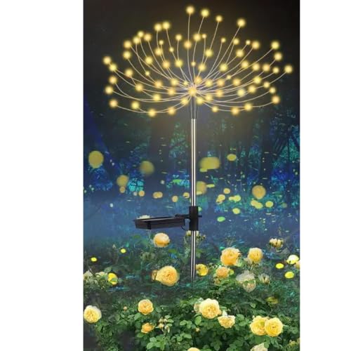 Image of MANSAA M70 Solar Powered Firework Fairy Lights | Dazzling 120 Yellow LED Lights | Waterproof Wonder Solar-Powered Efficiency Dusk to Dawn Auto On /Off Perfect for Patio Paths & Lawns Easy Installation