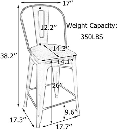 Andeworld 26 Inch Swivel Bar Stools Industrial Metal Barstools High Back Dining Bar Chairs Counter Height Stools With Wooden Seat Set Of 4(26 Inch,Silver) #TOP2