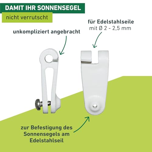 Windhager Laufhaken zur Befestigung von Sonnensegel oder Seilspannmarkise, 30 Stk Set mit Edelstahlschrauben