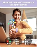 Parsonver Smartwatch Damen Rund mit Telefonfunktion, Armbanduhr Frauen mit Herzfrequenz Schlafmonitor, SpO2, Schrittzähler Uhr mit 100+ Sportmodi, IP68 Wasserdicht für Android und iOS, Lila, SPROD1 – Ansicht 3