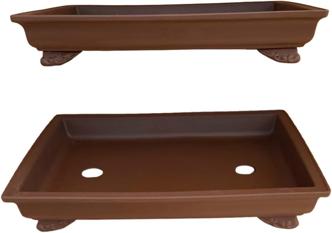 Bonsai Topf Keramik 30.5x22x5.3 cm | Bonsai-Pflanzgefäß aus Japan | Bonsai-Topf mit Drainageloch