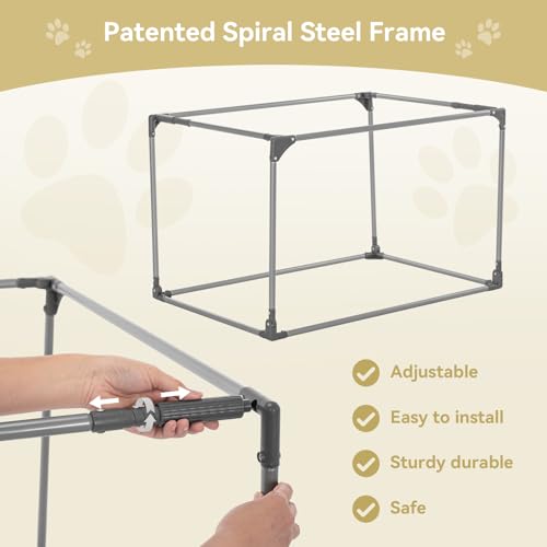 PETSFIT Dog Crates for Small Dogs Adjustable Design, 24inch Soft Kennel with Chew Proof Mesh Windows & Thicken Mat, Ideal for Indoor & Outdoor Travel Light Grey by Petsfit - Image 2