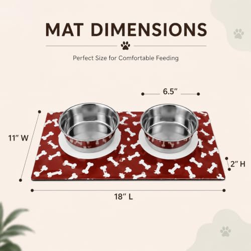 Image of Stay On Mat Stainless Steel Pet Bowl Combo with Magnetic Base | Double Feeding Bowl Combo for Providing Food and Water to Beloved Dog, Puppies & Cats (Stay on Mat, 940ml)