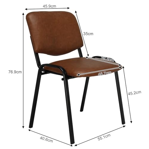 LEADZM Stapelstühle，Schwingstuhl，Bürostuhl Ohne Armlehne，mit Gepolsterter Sitzfläche & Rückenlehne，Konferenzstuhl, Home Office, Rezeption，5er(Pu-Braun)