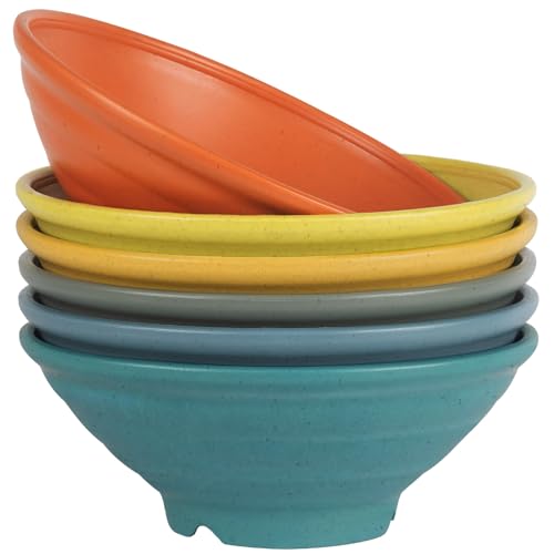 Shopwithgreen - shopwithgreen Unbreakable Japanese Style Ramen Bowl Set of 6, 44 OZ Large Wheat Straw Ramen Bowls for Pho Thai Miso Udon Wonton Soup Noodles, Microwave & Dishwasher Safe, BPA Free