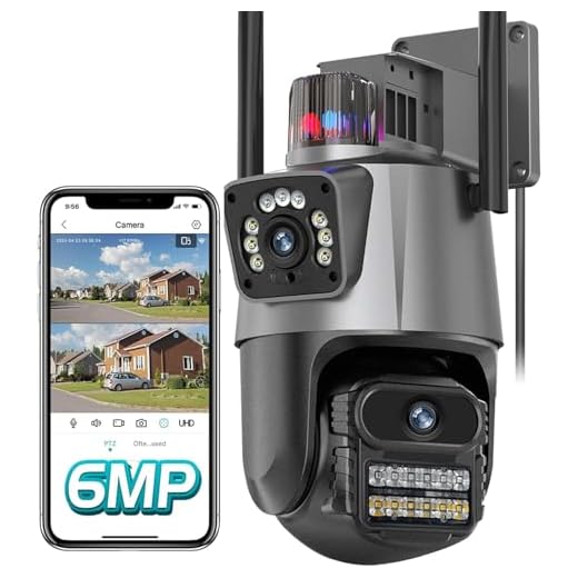 Câmera IP Sem Fio de Segurança Externa, LucZeng 6MP Câmera de Visão Noturna Infravermelha WiFi, Dupla Lente Grande Angular, IP66 à Prova D'água, AI Detecção de Movimento, Chamada de Voz Bidireciona