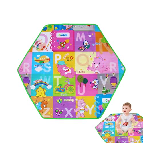 Tapis de Parc Hexagonal Bébé, Imperméable Antidérapant Tapis d'éveil et de Jeux Bébé Pliable Doux pour Ramper et Apprendre l'alphabet et Animaux, pour Chambre...