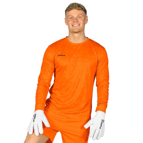 Image of FORZA Men’s Long-Sleeve Goalkeeper Jerseys [XS-XXL] - Premium Football Jerseys with Sweat-Wicking Finish - Available in Four Vibrant Colours (UK, Alpha, L, Regular, Regular, Fluro Orange)