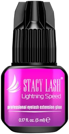 STACY LASH Lightning Speed Eyelash Extensions Glue – 5ml/ 0.17 fl. oz/ 0.3 Sec Drying time/Retention – 6-8 Weeks/Lowest Fumes/Extra Strong/Maximum Bonding Power/Black Adhesive