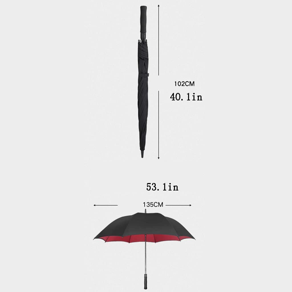 Parasol Podróżny Duży parasol golfowy Automatyczny otwarty podwójny baldachim wentylowany wiatroszczelna wodoodporna parasola Odporny na Burzę (Color : Black, Size : 53 Inch)