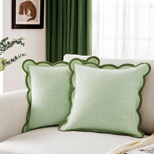 Ohocut Light Green Scalloped Pillow Cover Pack of 2 Spring