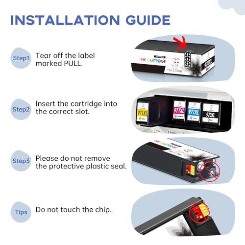 Image of Miss Deer 970XL 971XL Ink Cartridges High Yield, Compatible Replacement Ink for HP 970 971 970XL 971XL Work for Officejet Pro X476dw X576dw X451dw X551dw X451dn X476dn Printer,4 Pack