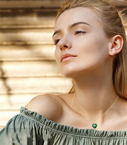 VONSSY Classic Heart Pendant Gemstone Necklace | Crystal Cubic Zirconia Birthstone Ruby Emerald Sapphire Necklace| 18K Platinum Gold Plated Chain | Vintage Meaningful Jewelry Gift for Mother Wife2