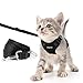 Eagloo Cat Harness and Leash Set for Walking Escape Proof with 2-in-1 Leash and Car Seat Belt Adjustable Harness for Cats Soft Mesh Cat Vest with Reflective Strap for Kitten Rabbit Puppy Black X-Small