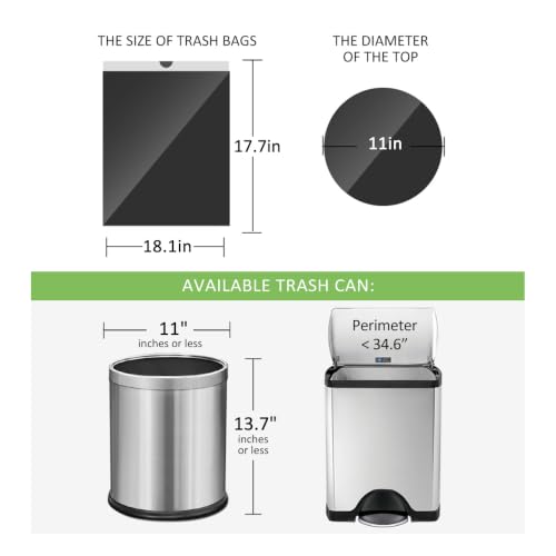 Image of 4 Gallon 312 Counts Strong Drawstring Trash Bags Garbage Bags by Teivio, Bathroom Trash Can Bin Liners, Small Plastic Bags for home office kitchen, Black