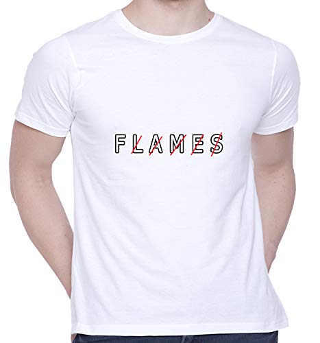 Image of CreativiT Graphic Printed T-Shirt for Unisex Flames Tshirt | Casual Half Sleeve Round Neck T-Shirt | 100% Cotton | D00393-15