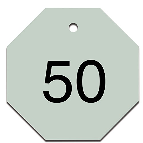 Tarjetas plásticas de grabado numeradas del 26 al 50 en tamaño de 3,81 cm