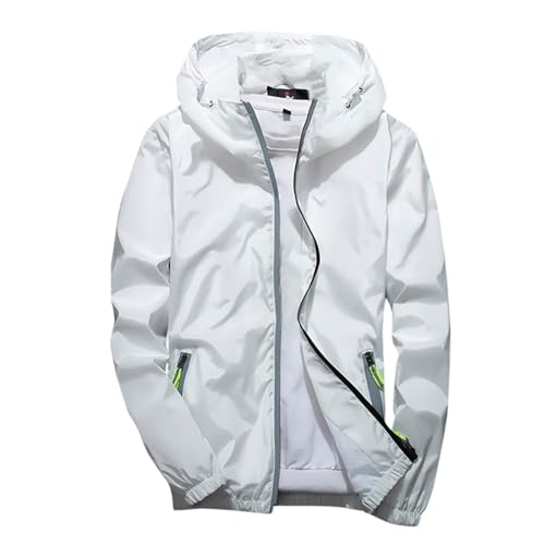 Generisch Damen Übergröße Reflektierende Outdoorjacke mit Reißverschluss, Funktionsjacke mit Taschen, Praktische Sportjacke für Freizeit Alltag (White, M)