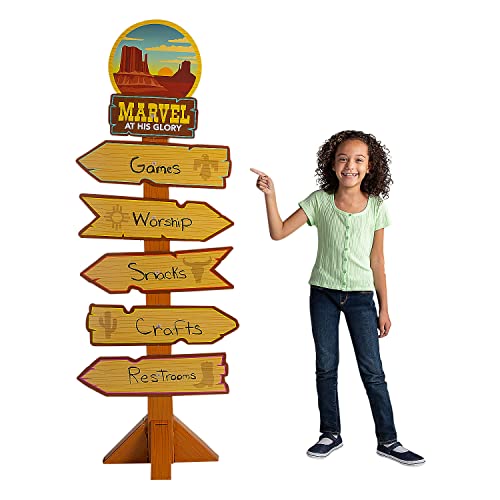 Fun Express Southwest VBS Directional Sign - Vibrant Eye-Catching Party Decor for Vacation Bible School Themed Events Church Gatherings & Special Occasions - Perfect for Guest - 1 Piece