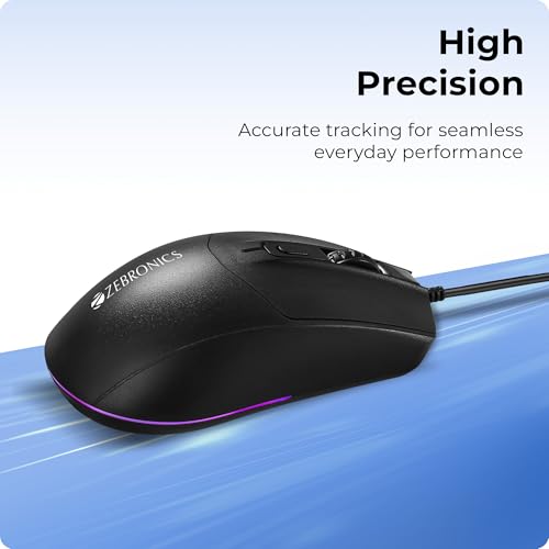 Image of Zebronics Phero Plus Wired Gaming Mouse, Up to 2000 DPI, High Precision Opitcal Sensor, 4 Buttons, 1.3m Long USB Cable, Compatible with PC & Laptop, Multicolor LED, Ergonomic Design