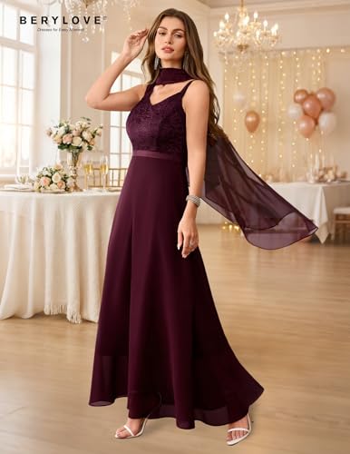 Image of BeryLove Summer Formal Wedding Guest Prom Dresses Sequin Cocktail Evening Lace Elegant Mother of The Bride Dress