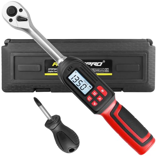 ATsafepro Digitaler Drehmomentschlüssel 3/8", 6,8-135 Nm Drehmomentschlüssel Fahrrad, 4 Einheiten Anzeige, ±2% Genauigkeit Mit LCD Mit Akustischen & LED Warnungen Für Fahrrad, Motorrad Und Auto
