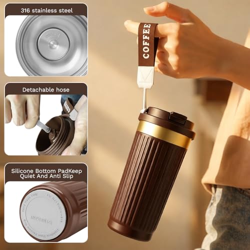 Image of Vacuum Insulated Stainless Steel Travel Coffee Mug,Leak Proof Cup with Lid