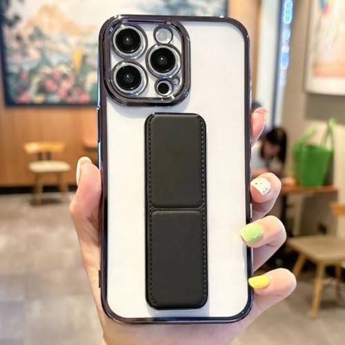 Coque transparente avec support pour iPhone 12 Pro Max noir
