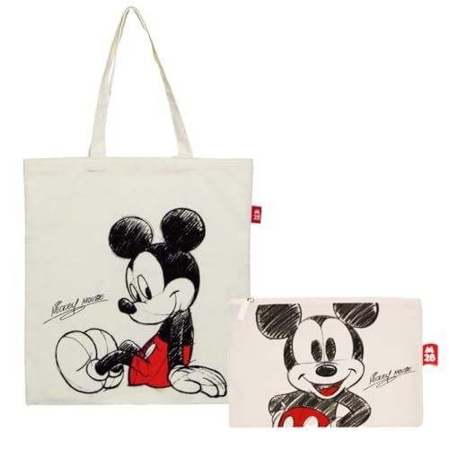 Bild: Superdiver Set Einkaufstasche und Kosmetiktasche Mickey Maus ? Offizielle Disney-Lizenz ? Baumwolle und Polyester ? Ideal f�r den Alltag oder als Geschenk ? Tasche 37x41 und T�schchen 22,5x16 f�r 10,95 EUR bei amazon.de