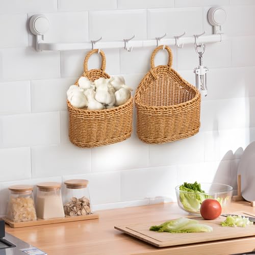 Cesta de almacenamiento colgante NOLITOY de cocina para ajos y jengibre en marrón natural 8