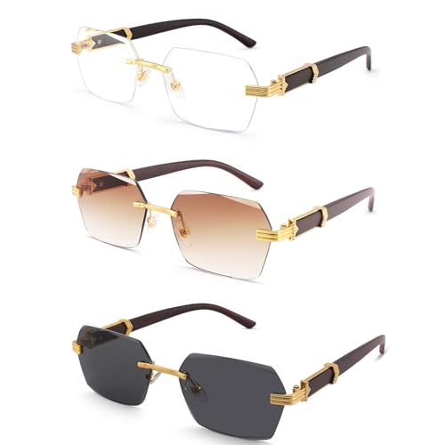 Image of COASION Fashion Rimless Frameless Sunglasses for Women Men Y2k Retro Sun Glasses Square Tinted Glasses