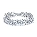 EVER FAITH Silver-Tone Full Cubic Zirconia Prong Shining Leaves Wedding Bracelet Clear