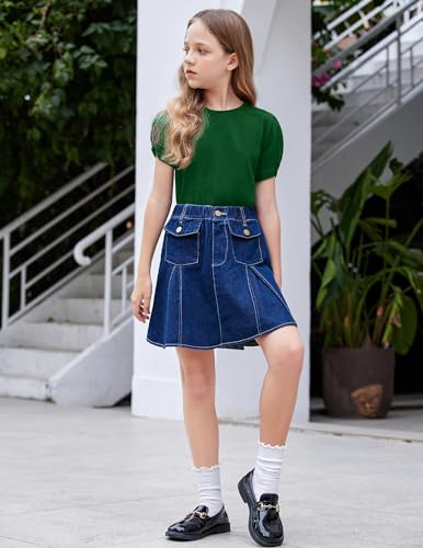 Image of Arshiner Girls T Shirts Twist Short Sleeve Summer Shirts Fashion Crewneck Tops Tee Blouse
