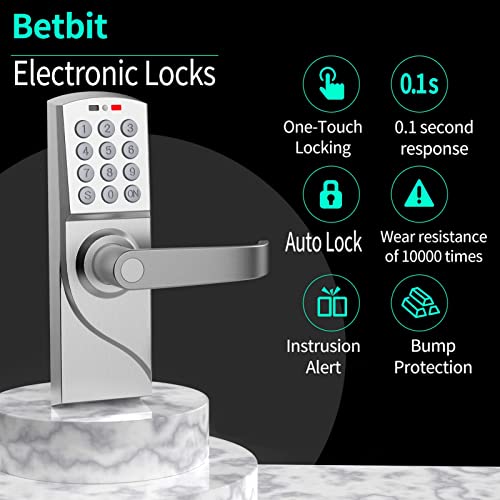 Door Lock With Keypad, Smart Door Locks For Front Foor, Commercial Keyless Door Lock, Keyless Entry Door Lock With Handle For Bedroom, Office, And House Rental, Silvery (Right Hand) #TOP1